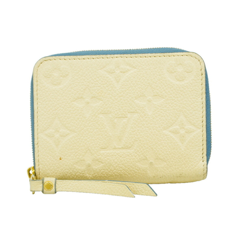Louis Vuitton Monogram Empreinte Zippy Coin Purse M63928 Cream Blue Jean Wome...